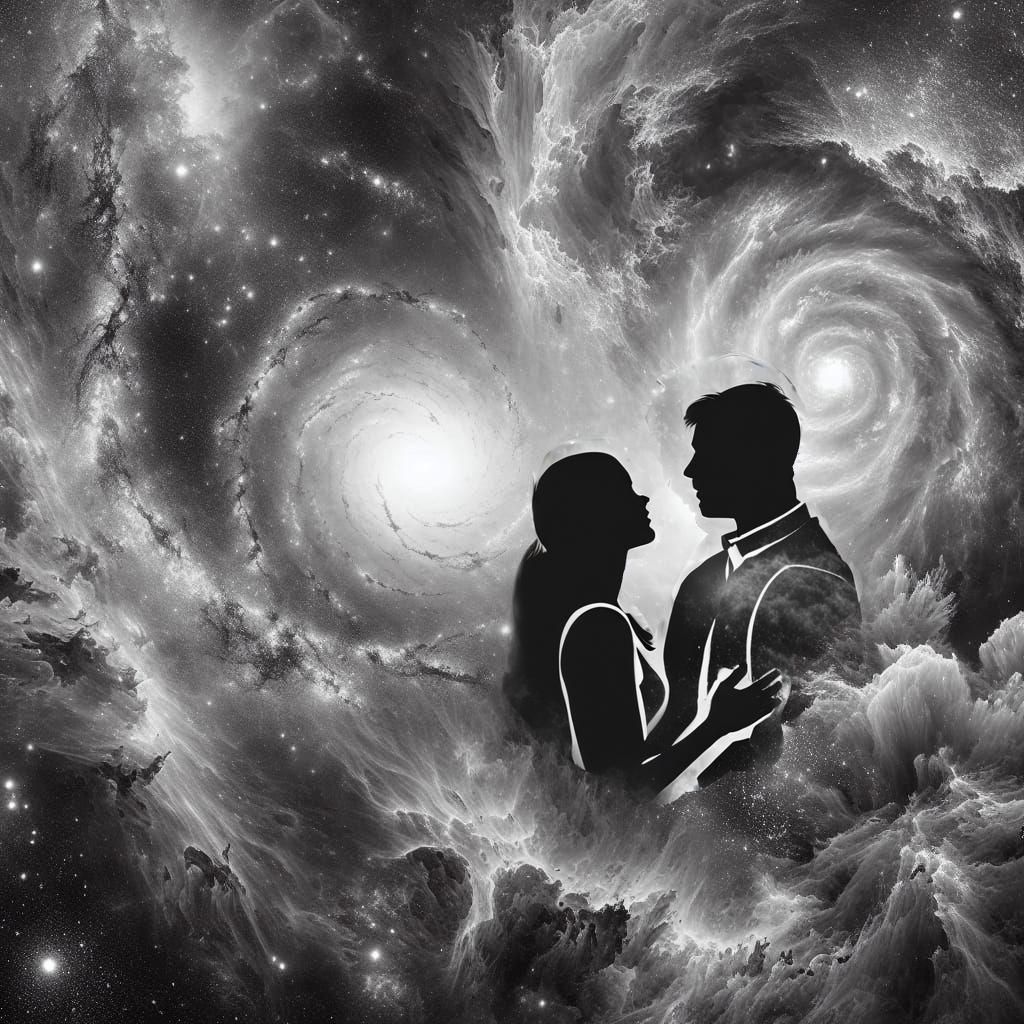 Embracing Couple Silhouette in Dark Gray