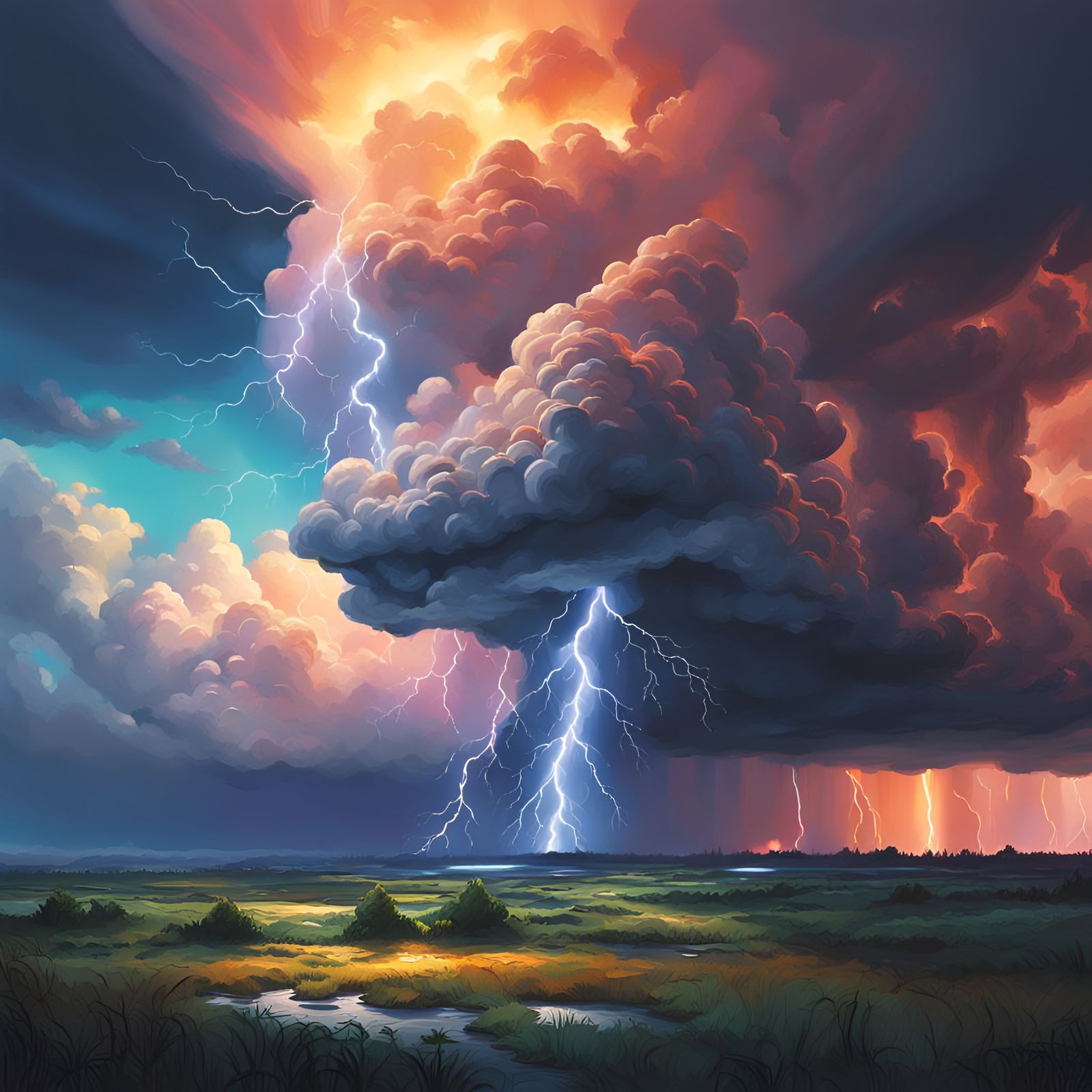 Dramatic Thunderstorm in Hyperrealistic Splash Art