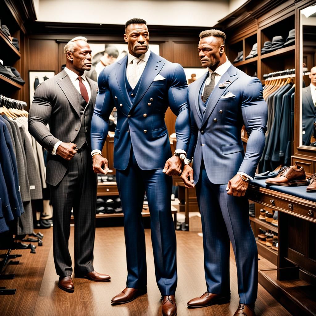 Bodybuilder Getting Fitted for a Suit in Classic Style