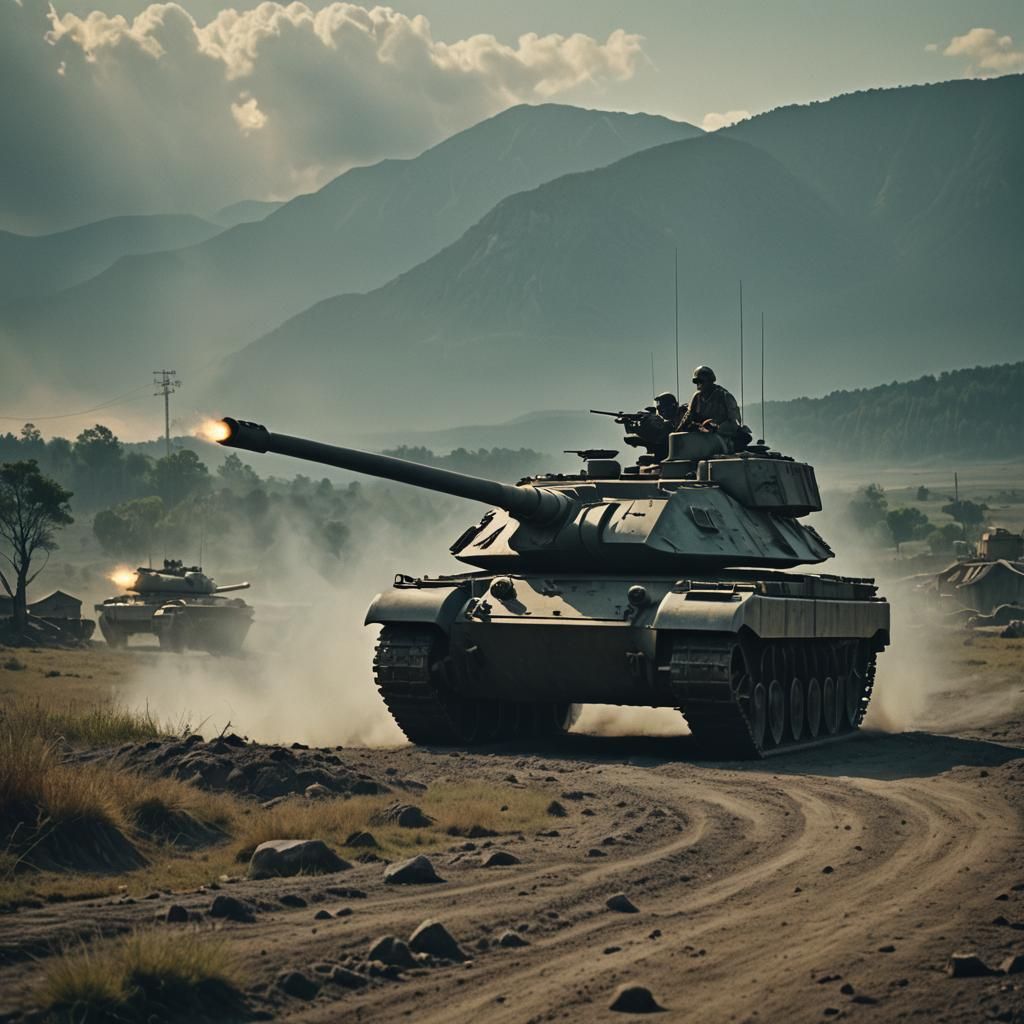 Cinematic Tank Image with Film Grain Effect