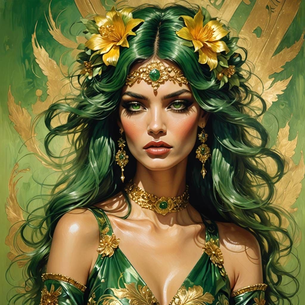 Green and Gold portrait