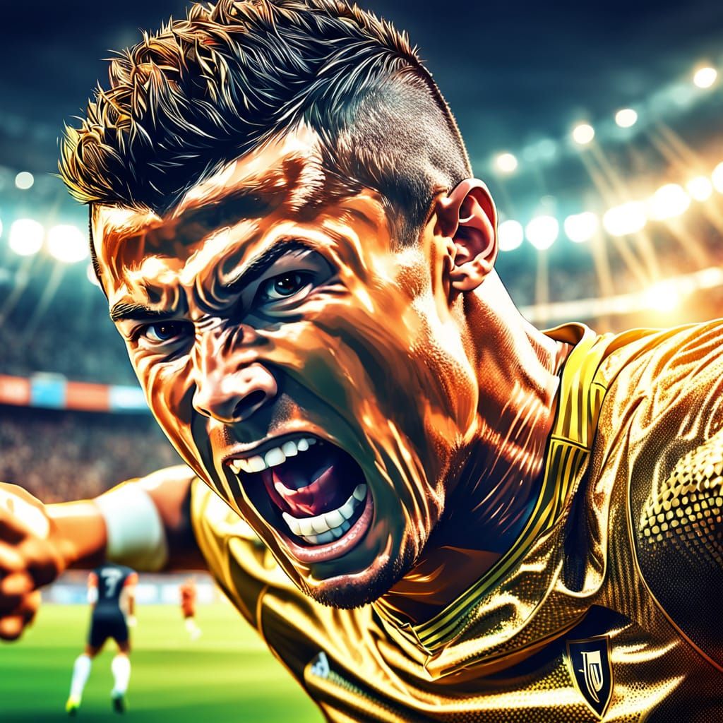 Cristiano Ronaldo Goal Celebration in Surreal Digital Art
