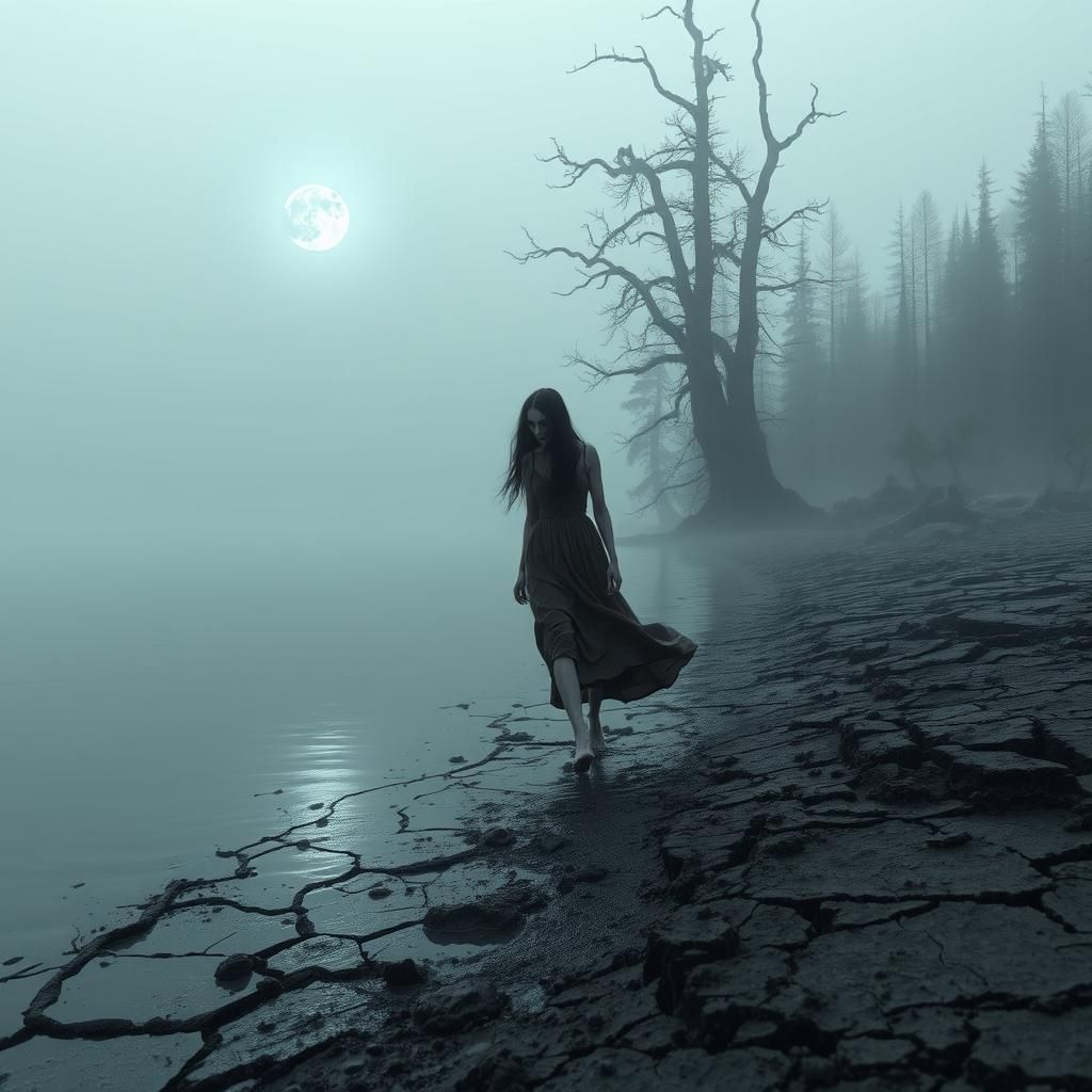 Eerie Woman Emerges from Muddy Lakeshore