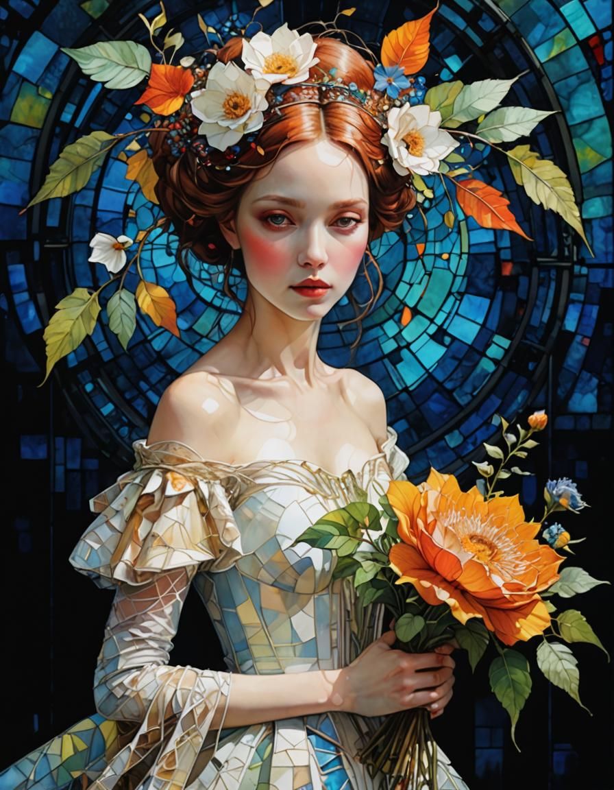 Art Brut Stained Glass Digital Illustration