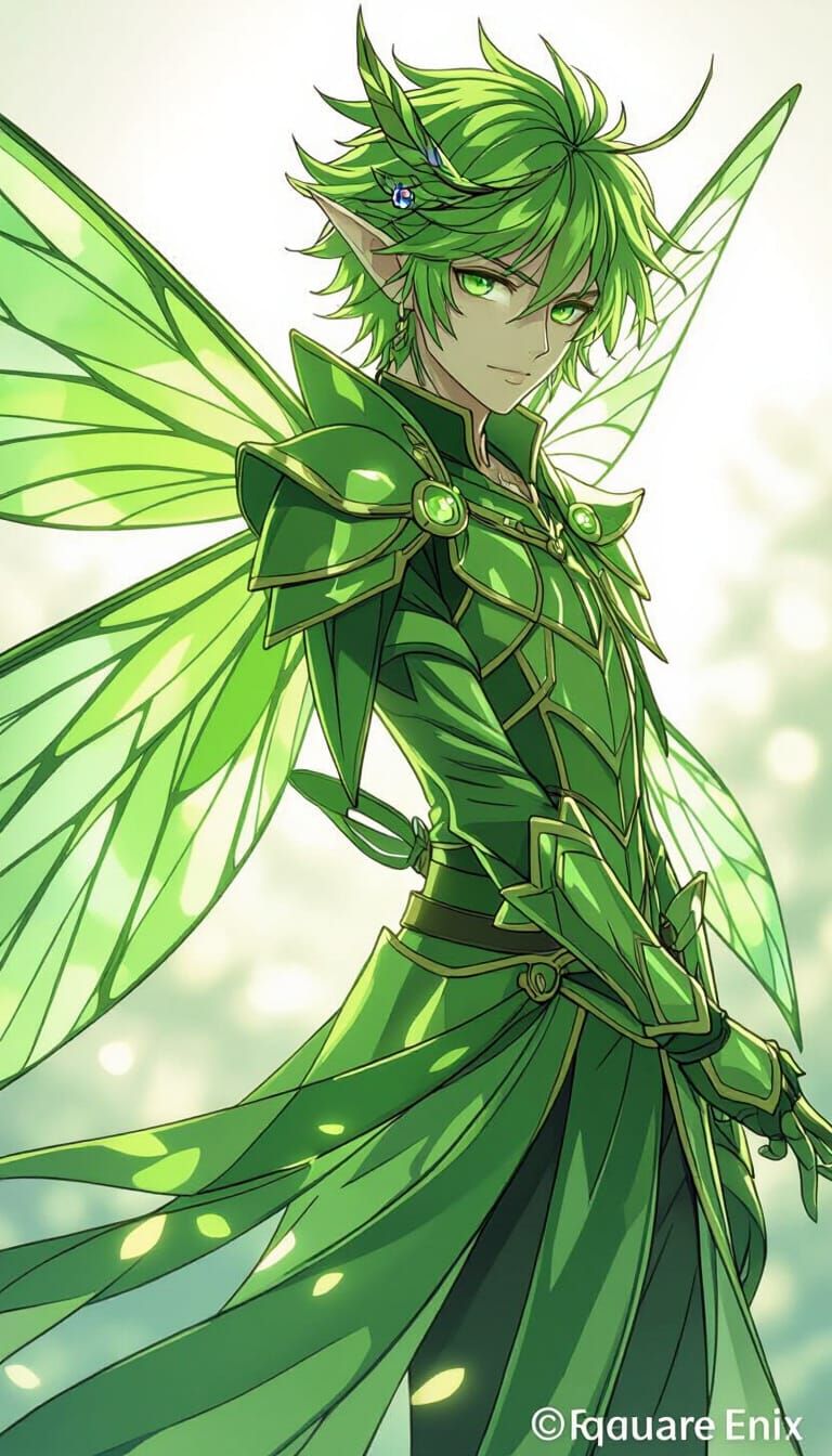 Fairy Knight Sprite with Dragonfly Wings in Anime Style