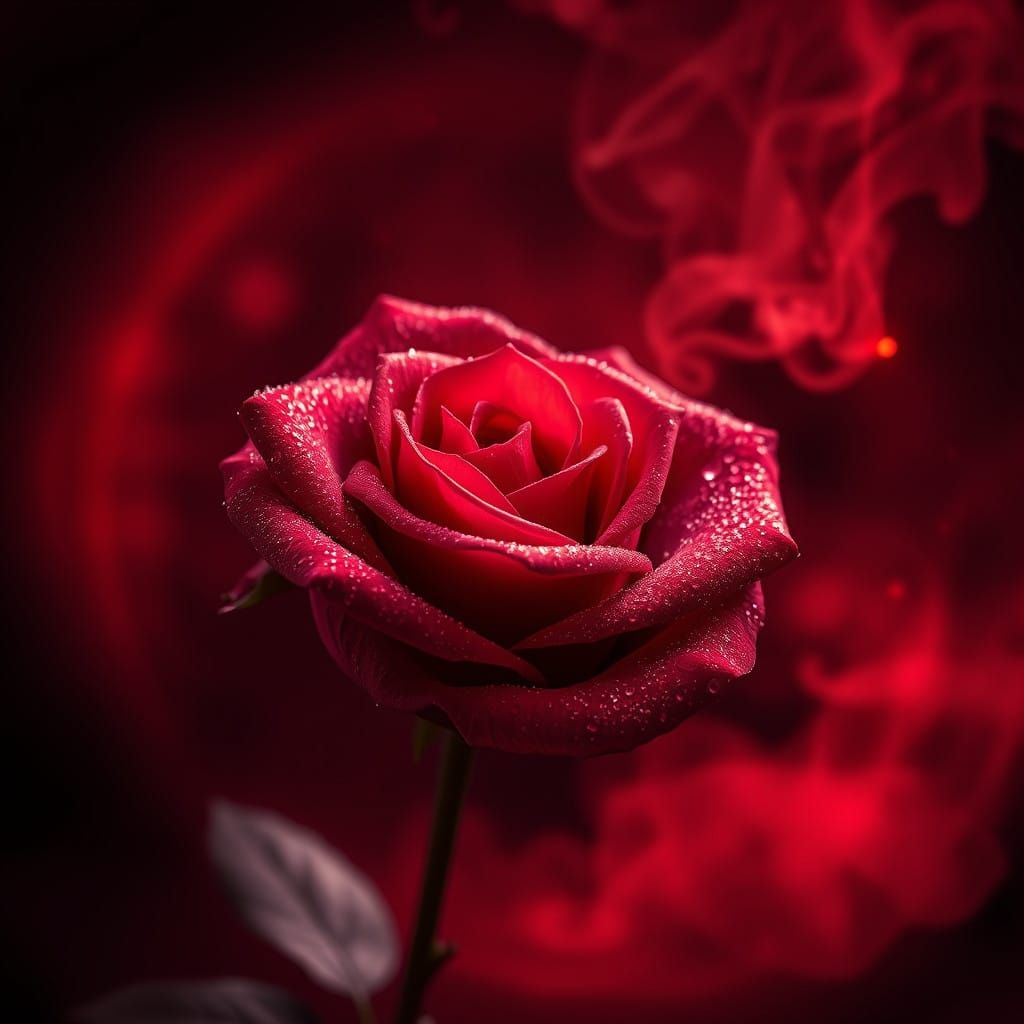 Cosmic Rose in Brilliant Red Light