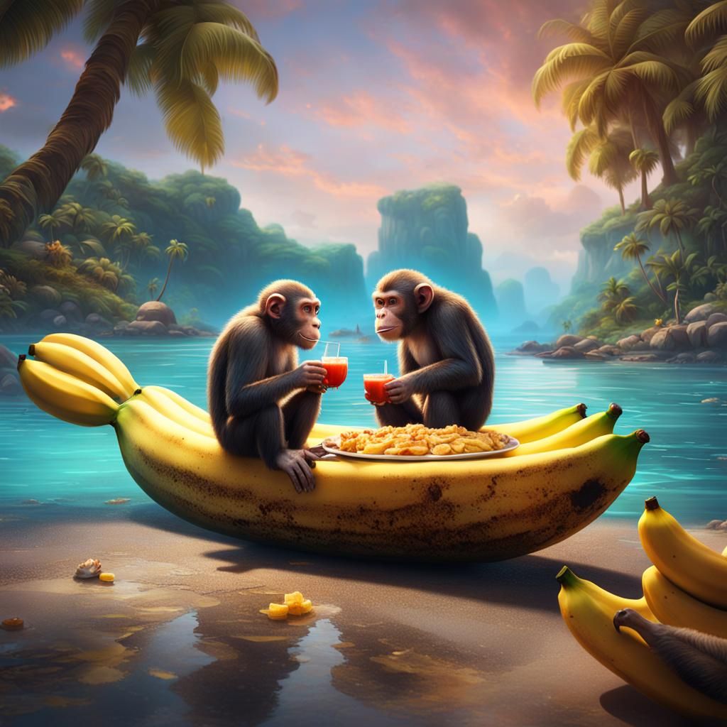 Monkeys on a Romantic Banana Boat Date