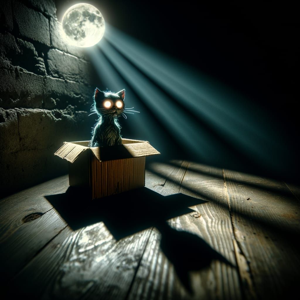 Eerie Undead Kitten in Moonlight