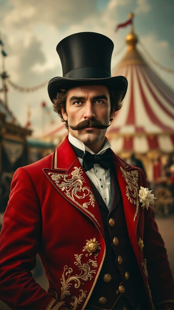 Rococo Circus Ringmaster Exudes Confidence and Theatrical Ch...