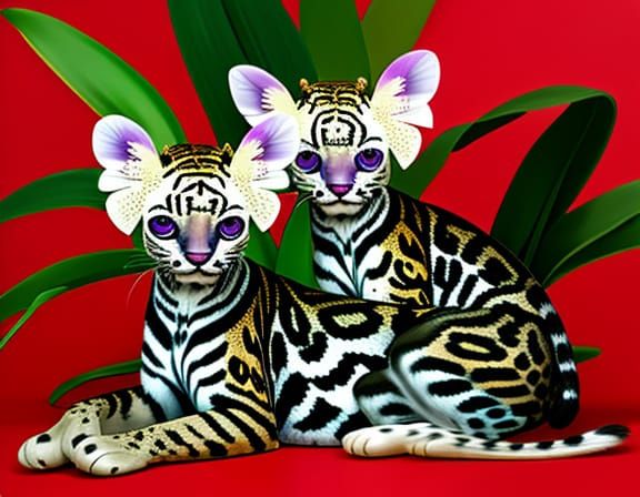 Dadaism Ocelots Amongst Orchids