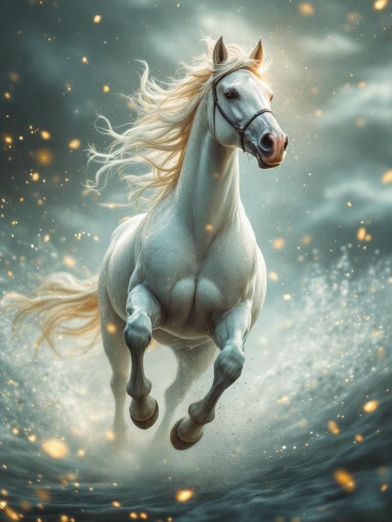 Horse Running Free in Dreamlike Digital Art Style