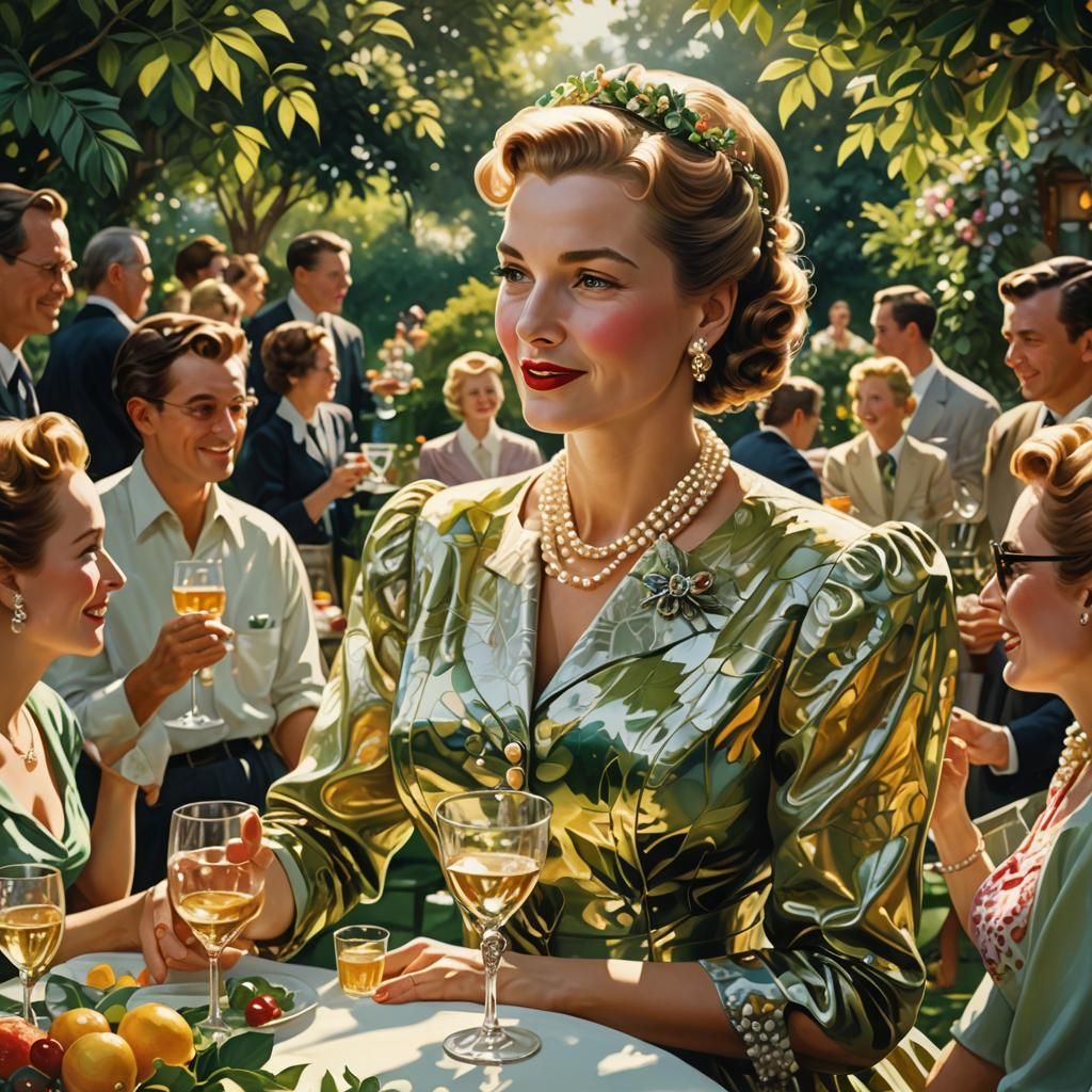 Vintage Garden Party in Hyperrealistic Style
