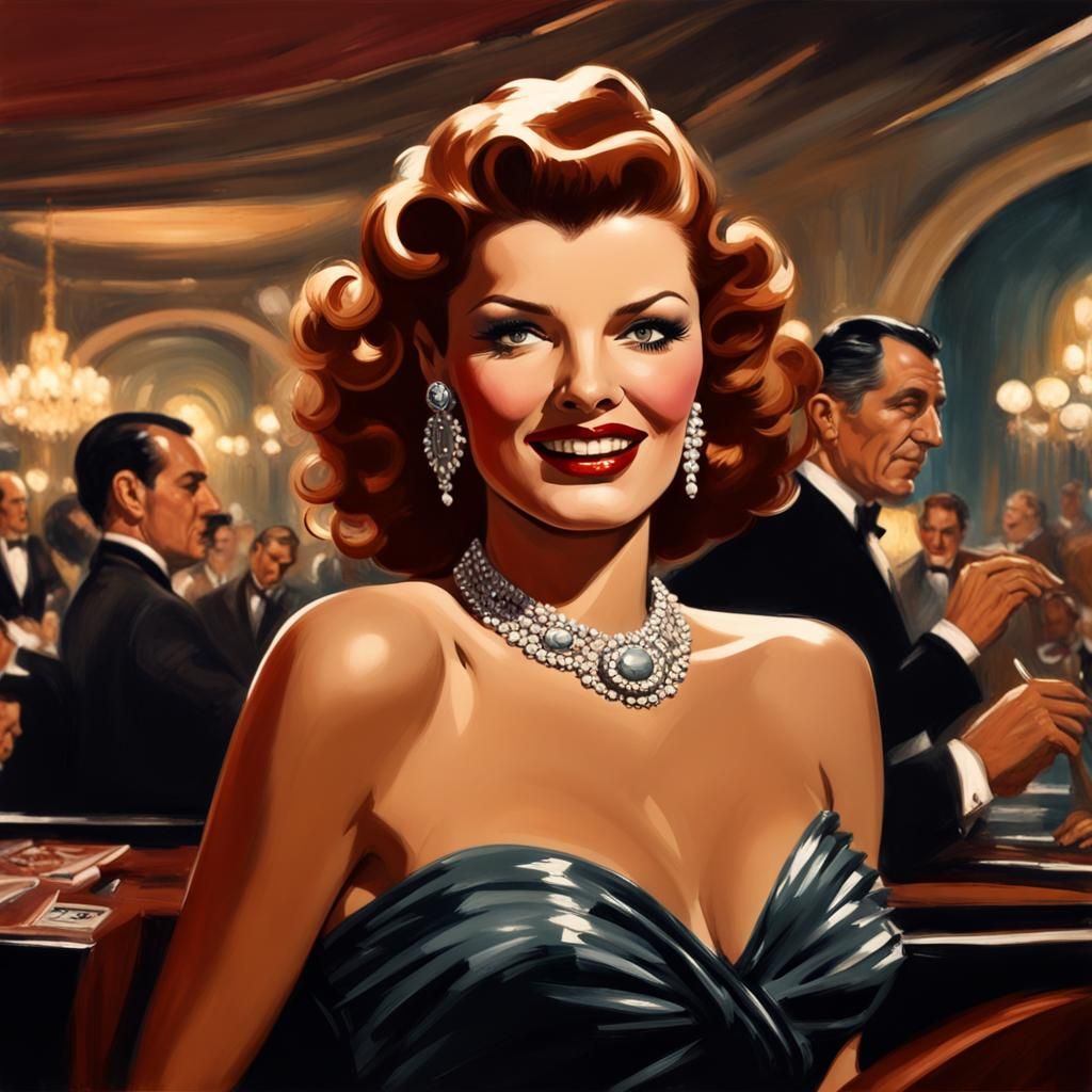 Rita Hayworth Glamour in Fashion Illustration