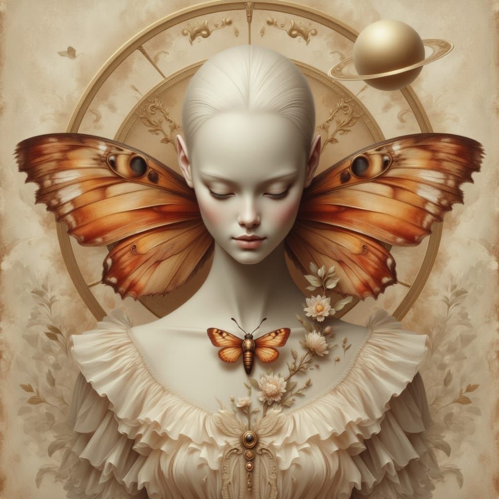 Surreal Ethereal Portrait with Sacred Moth