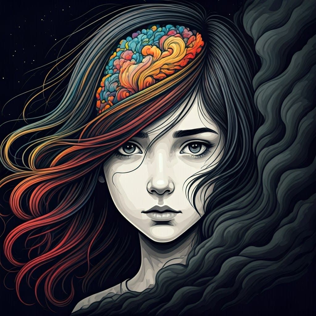 Surreal Portrait of Turbulent Mindscapes in Ink and Digital ...