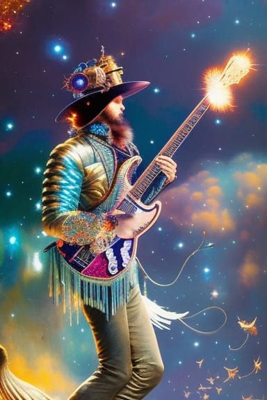 Steampunk Art Nouveau Electric Guitar of Stars