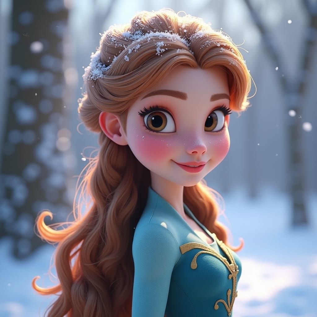 Photorealistic Princess Belle with Winter Hair