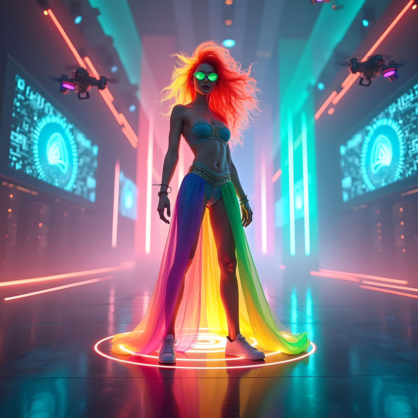 Futuristic Arena: Spark Under Neon Lights