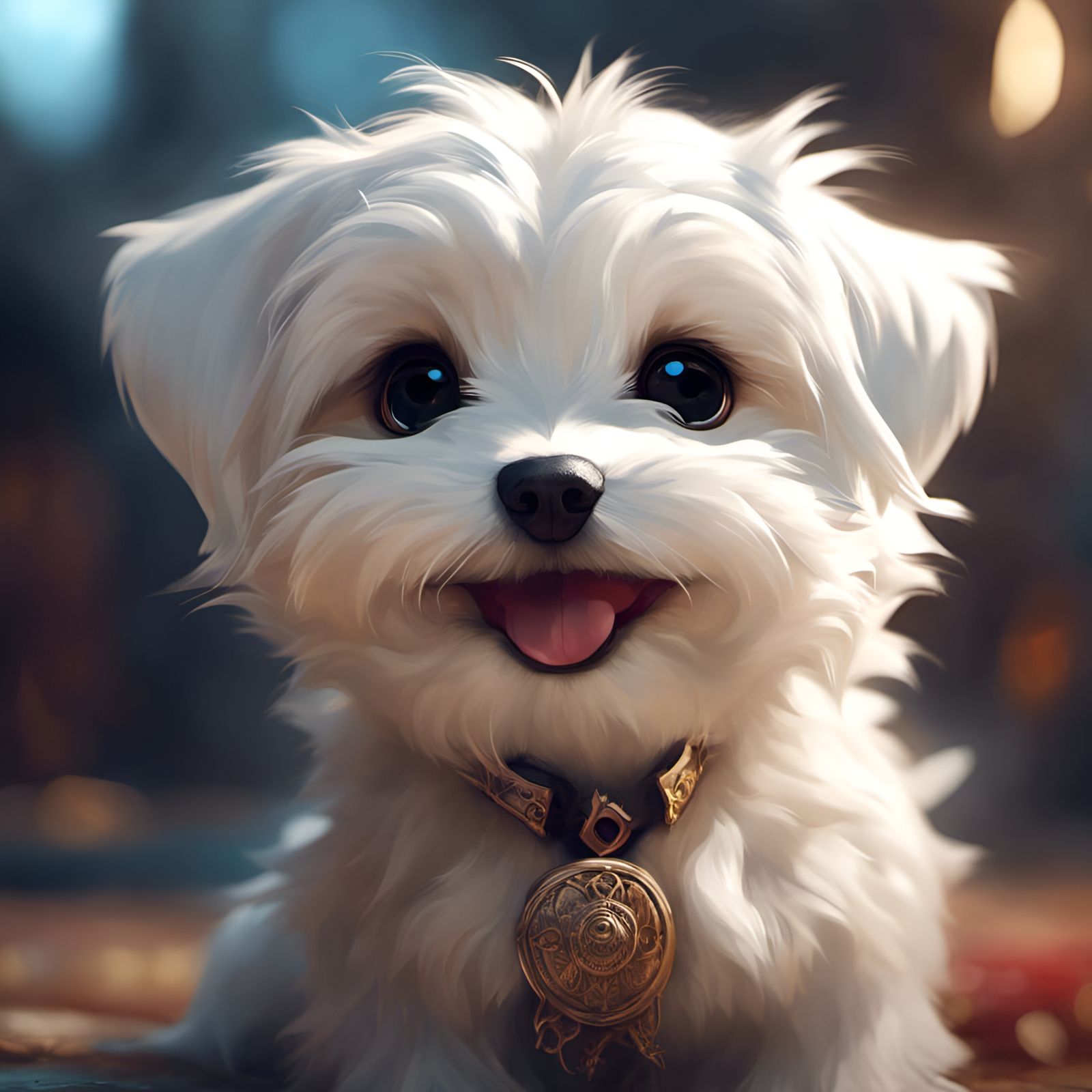 Chibi Maltese Puppy Portrait in Detailed 3D