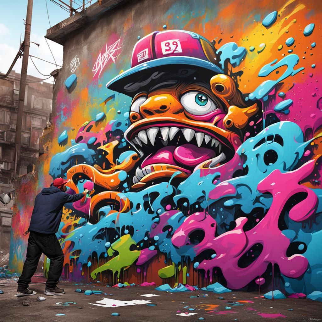 Colorful Graffiti Art in Street Art Style