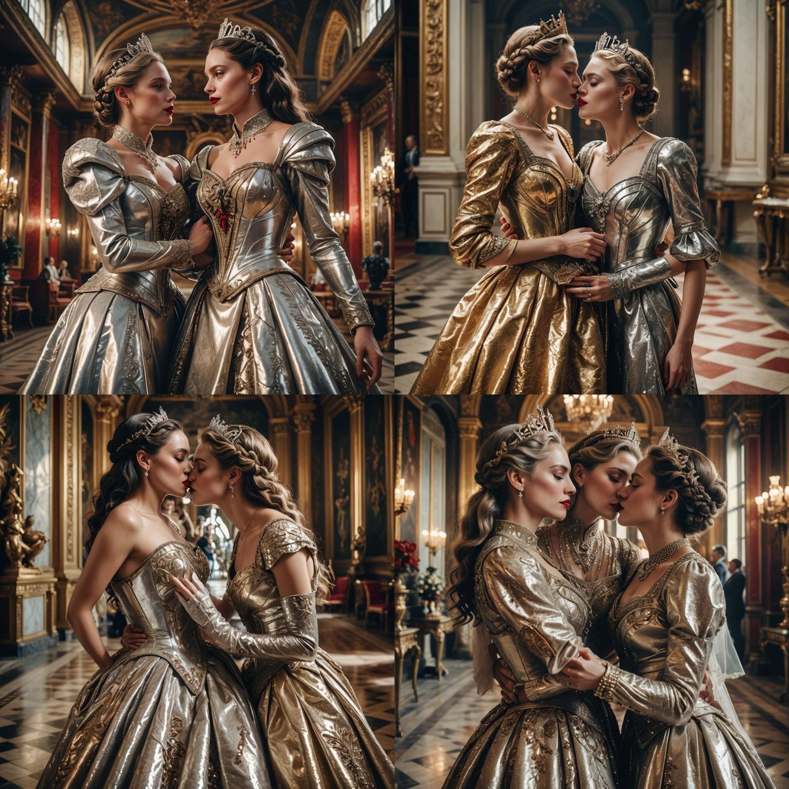 Lesbian Queens Kissing Passionately in Palace