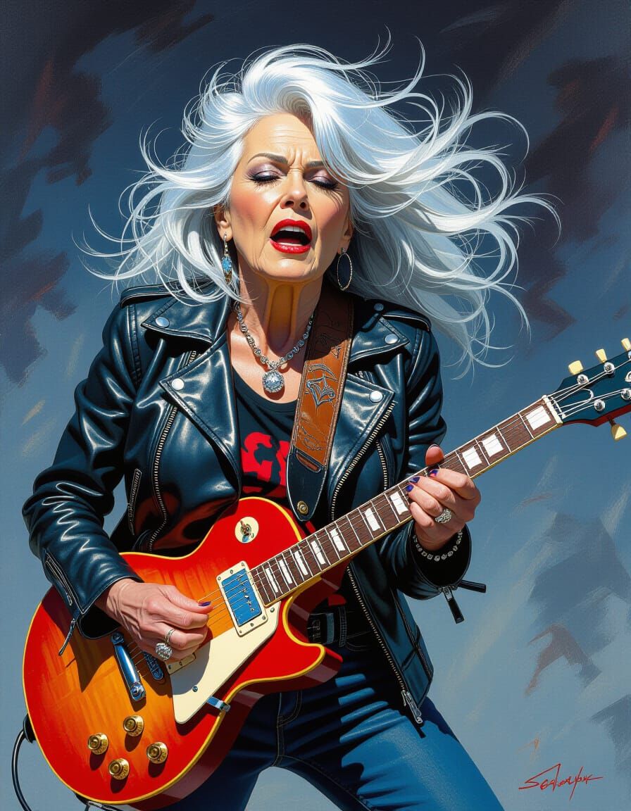 Elderly Rocker Shreds Guitar in Manga-Inspired Style