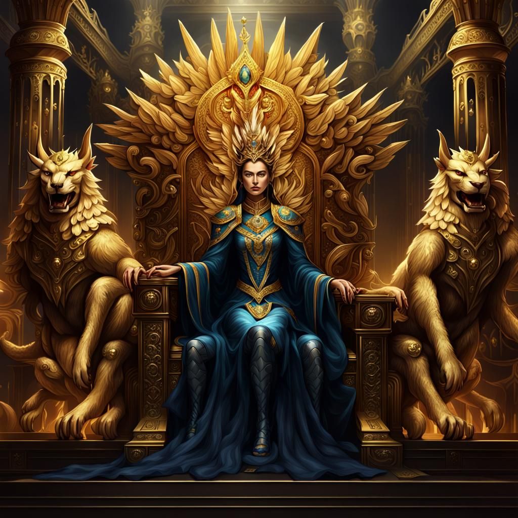 Evil Empress on Golden Throne with Griffins