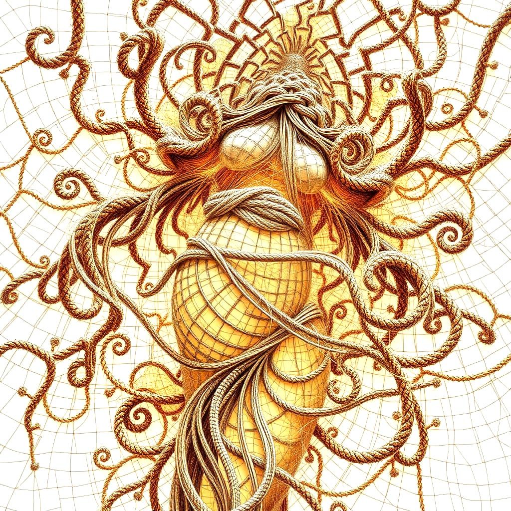 Intricate Fractal Art: Pregnant Nymph with Glittering Dew