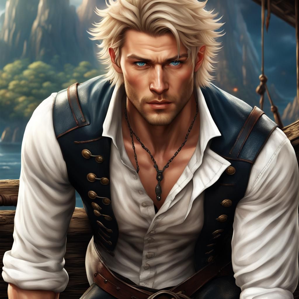 Handsome Blond Pirate Concept Art in 8K
