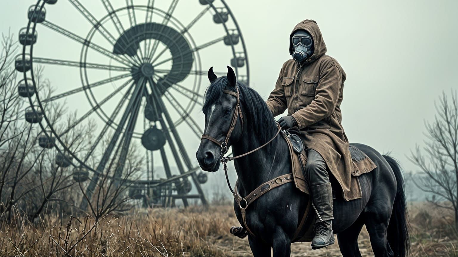 Clockpunk Chernobyl Figure with Black Horse