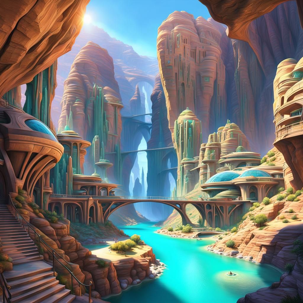 Futuristic Desert Canyon Settlement