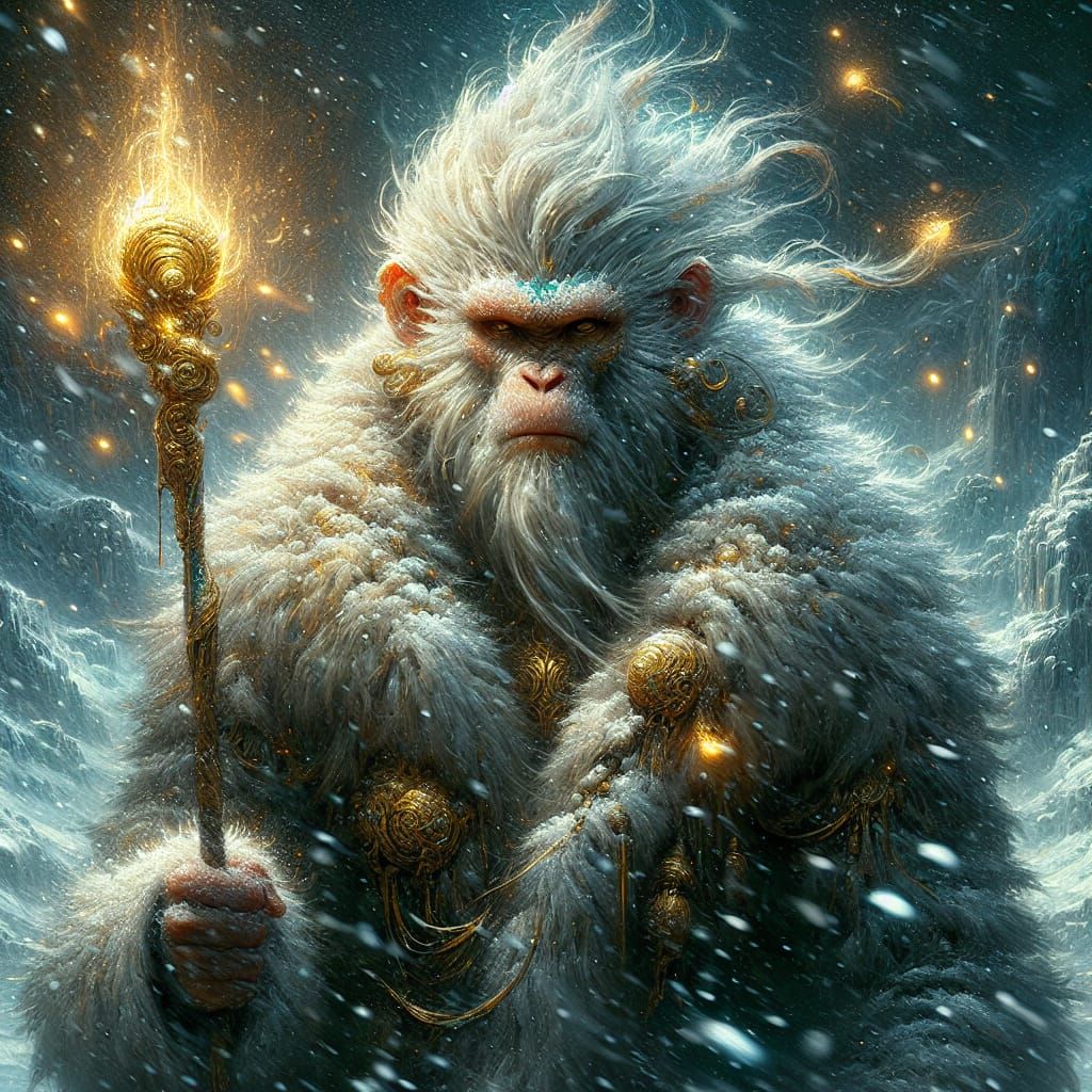 Monkey Warrior in Snowstorm Concept Art