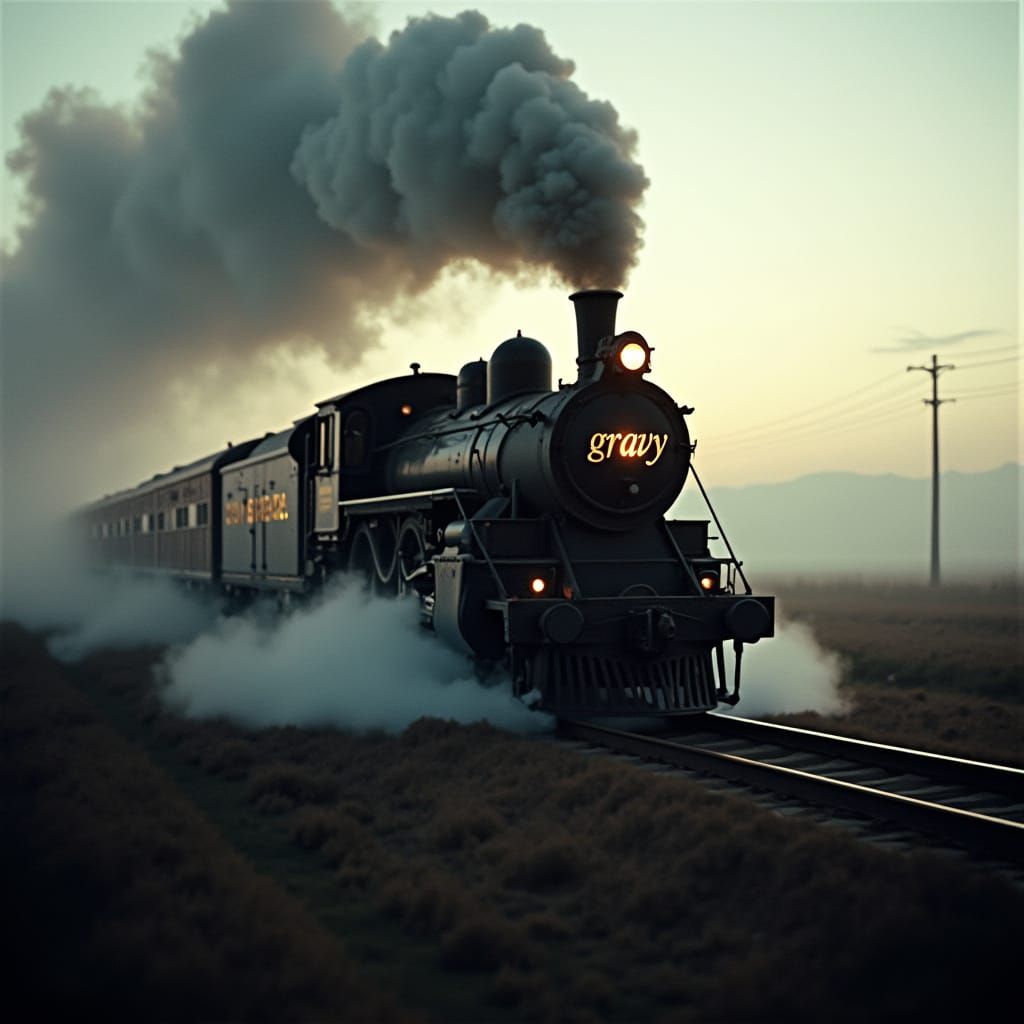 Steam Locomotive Blasts Through Misty Landscape with Gilded ...