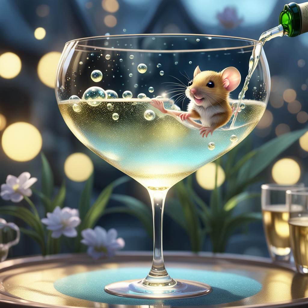 Dormouse Bathing in Champagne: 3D Anime Art