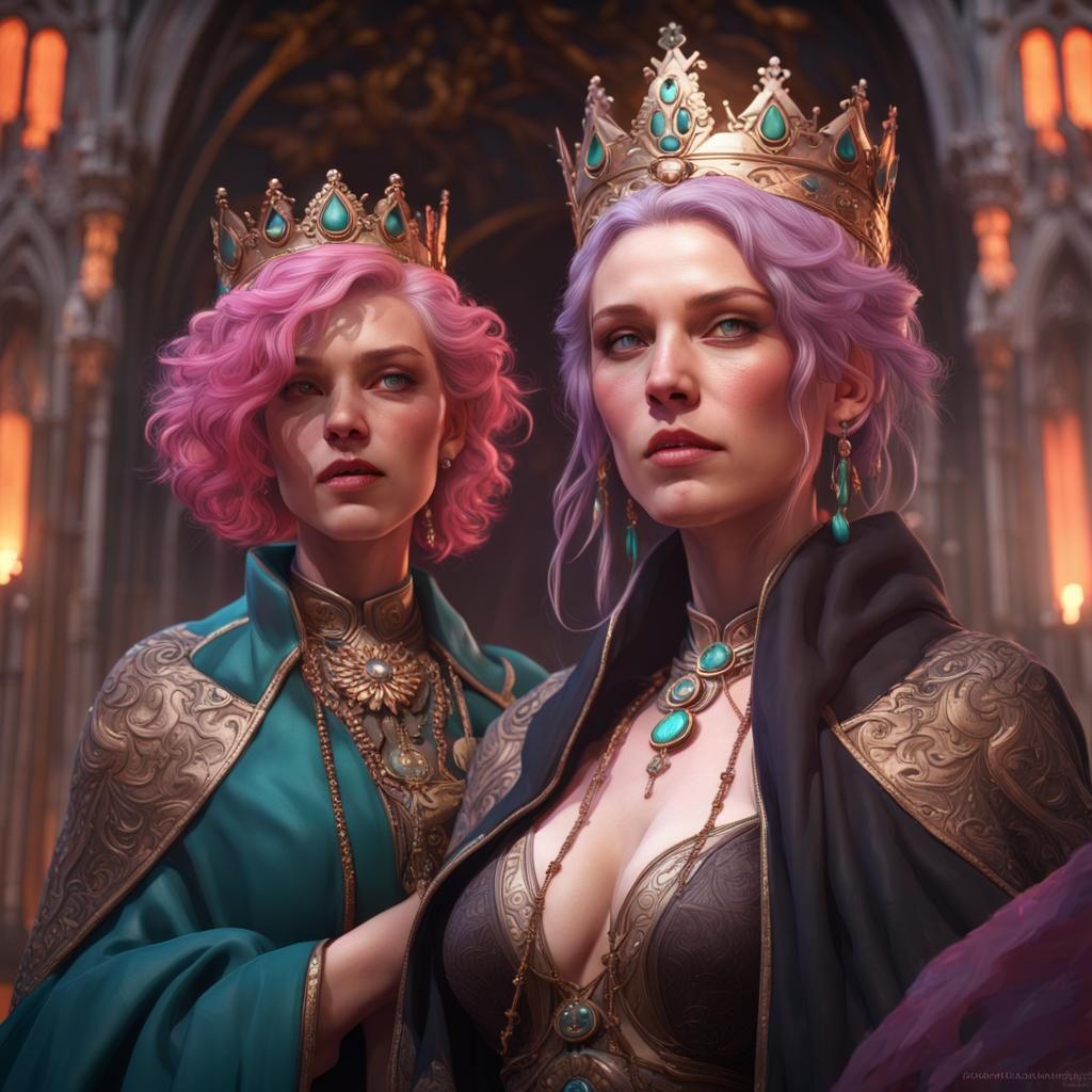 Fantasy Queens and Kings in Art Nouveau Style