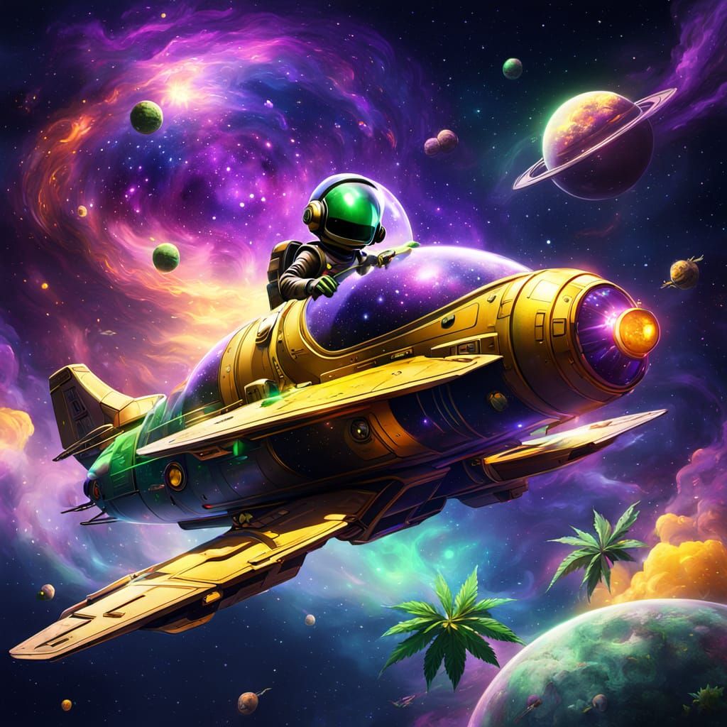 Martian Spaceship Pilot in a Vibrant Nebula, Inspired by Alp...