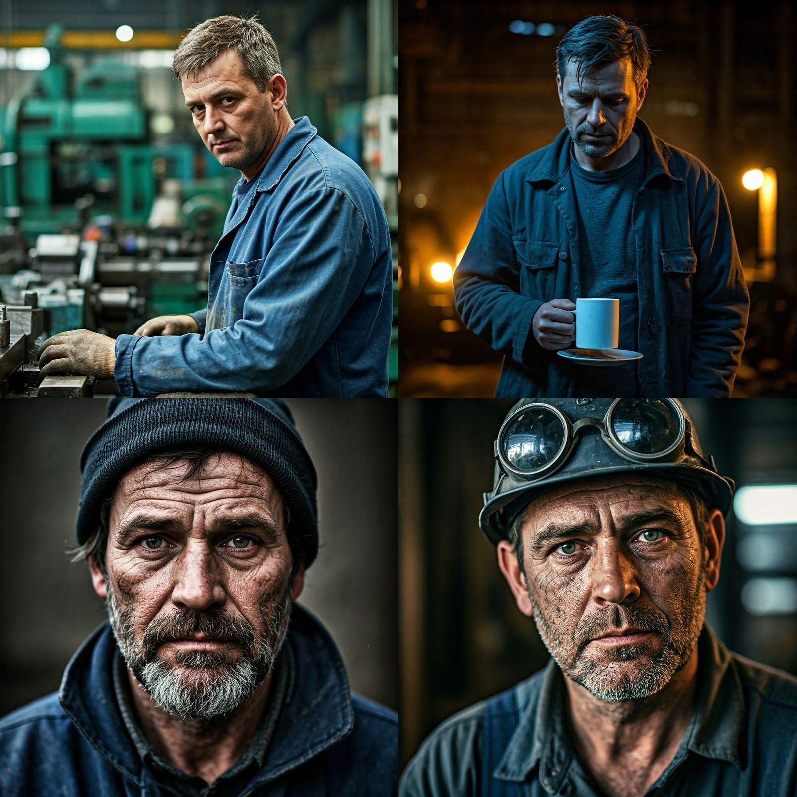 A Factory Worker's Gritty Portrait in Industrial Setting