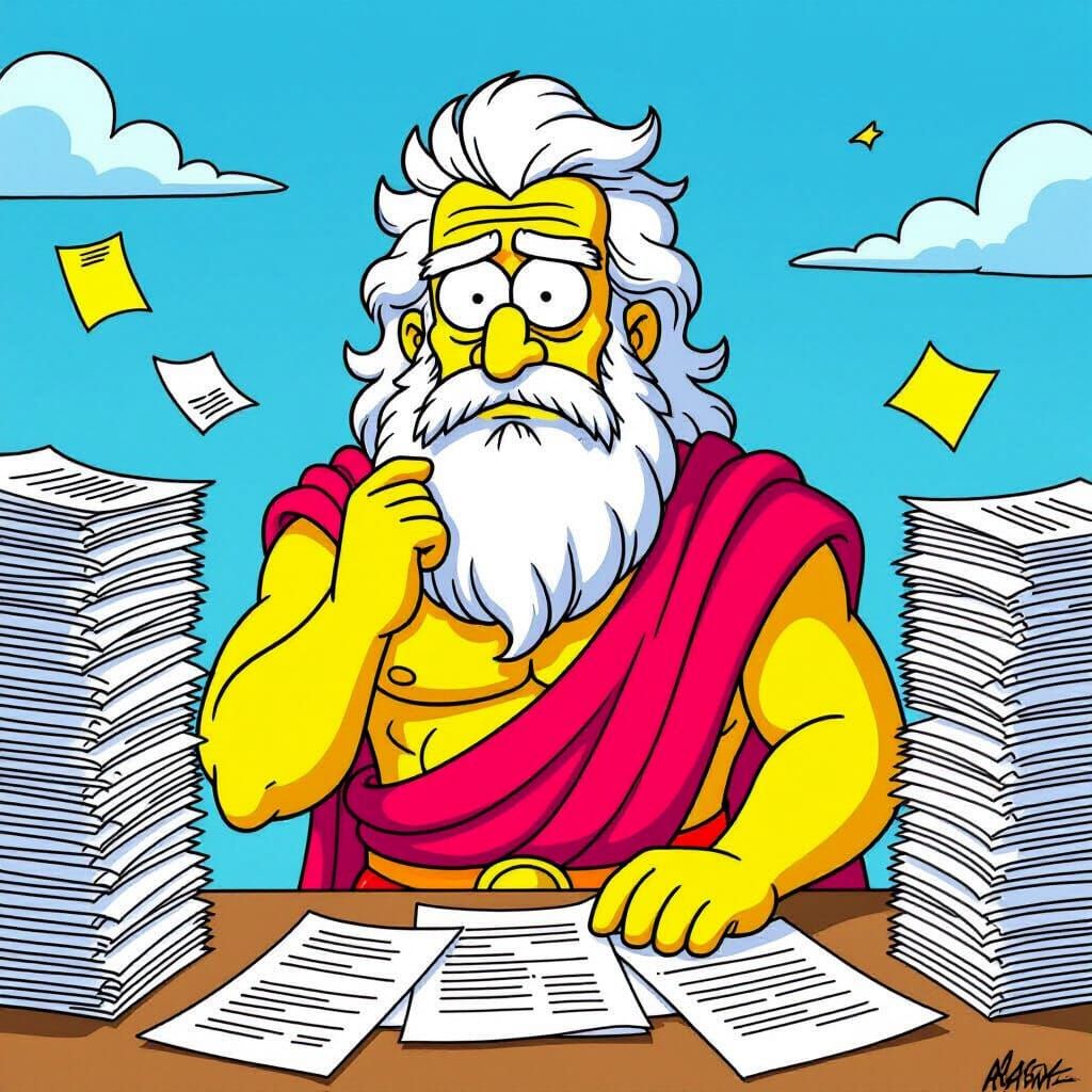 Zeus in Simpsons Style Faces Paternity Suits