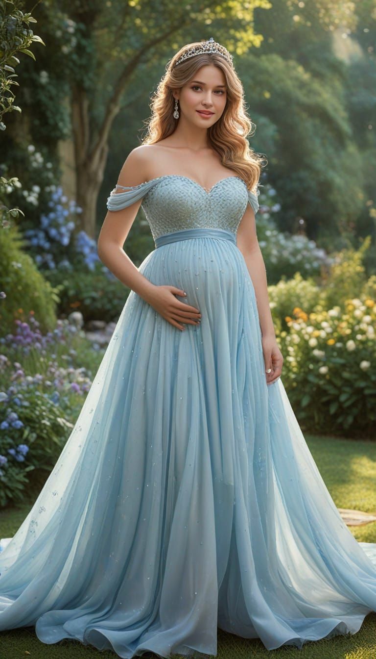 A Pregnant Cinderella in a Whimsical Garden Wonderland
