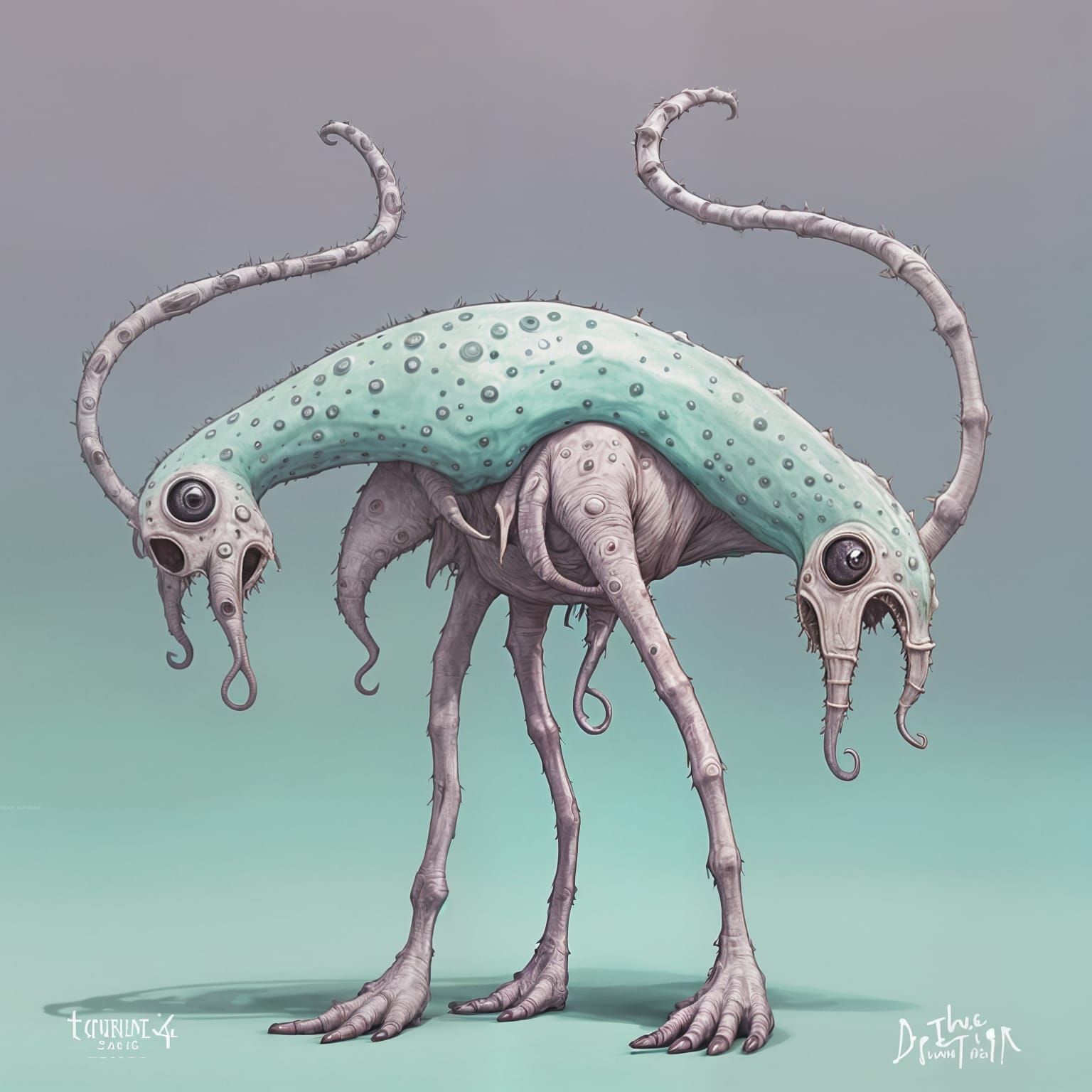 Playful Alien Creature in Colored Pencil Style