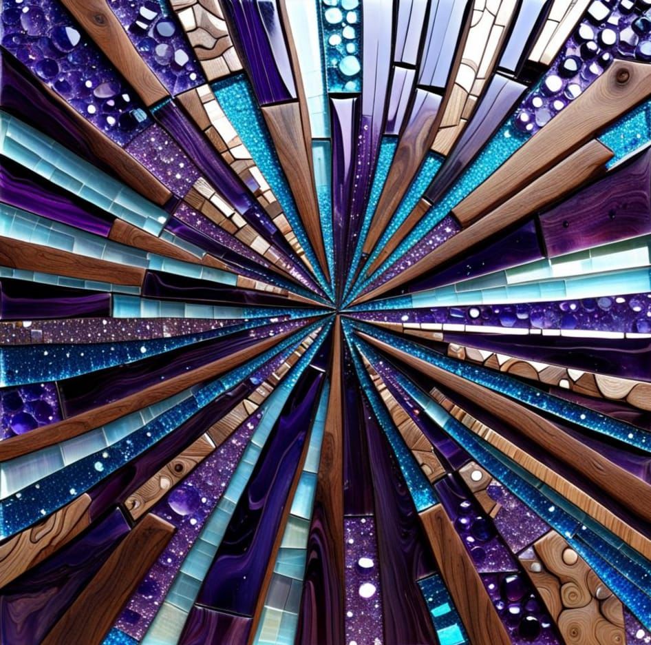 Majestic Woodgrain Mosaic Art in Rich Purples