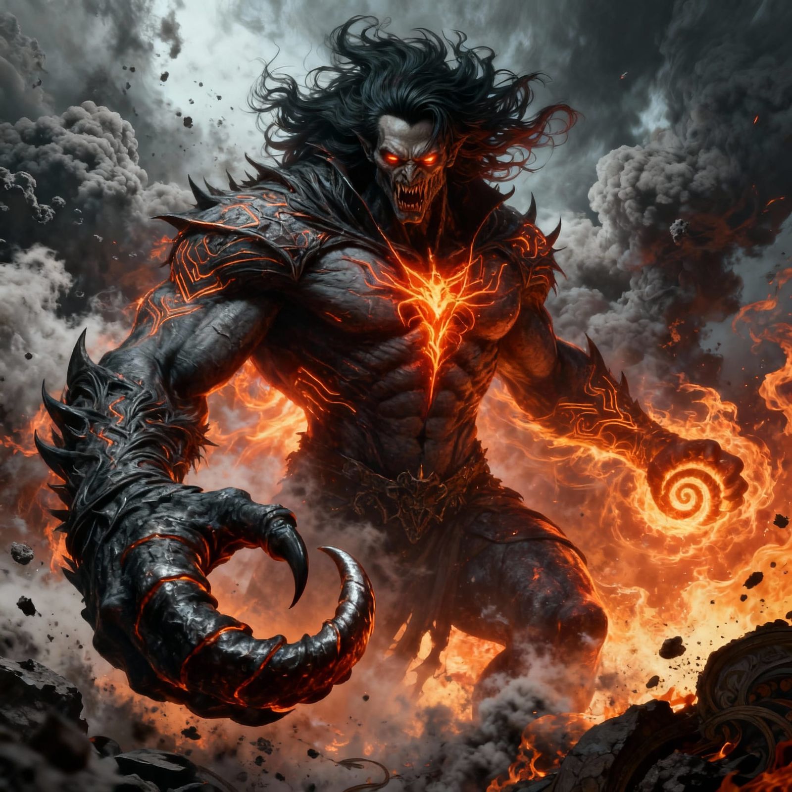 Monstrous Beauty with Fiery Eyes in Dark Fantasy Horror