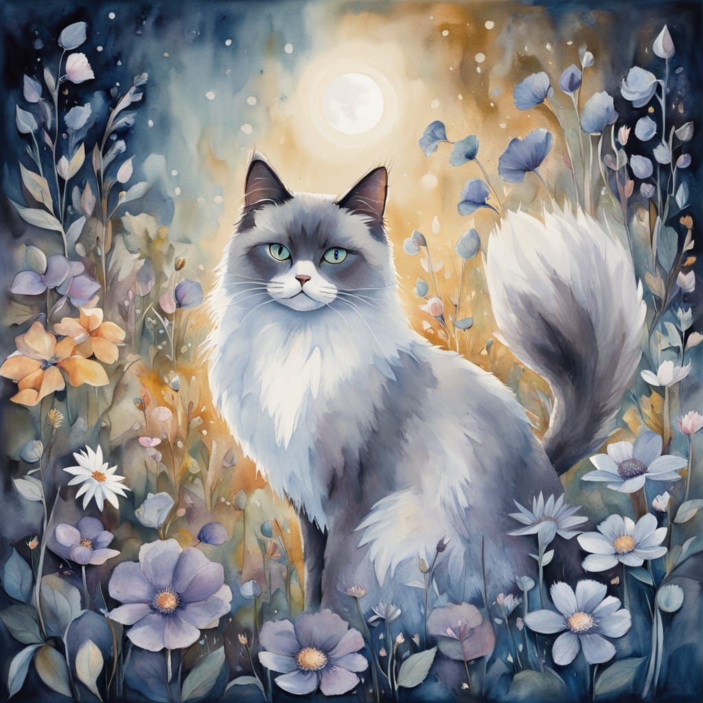 Midnight Whispers in a Watercolor Garden