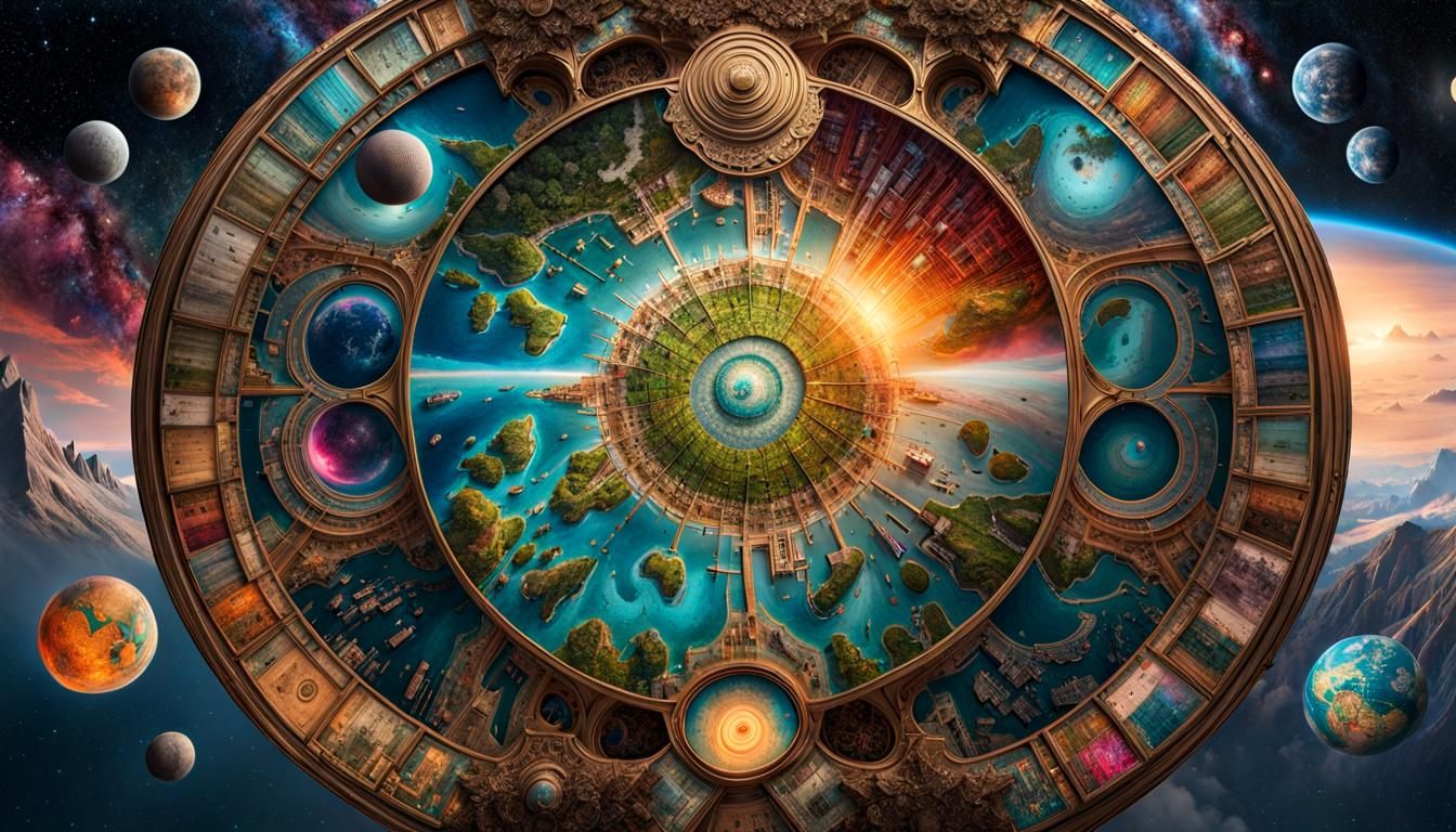 Cosmic Mandala Earth: Fantasycore Map Art