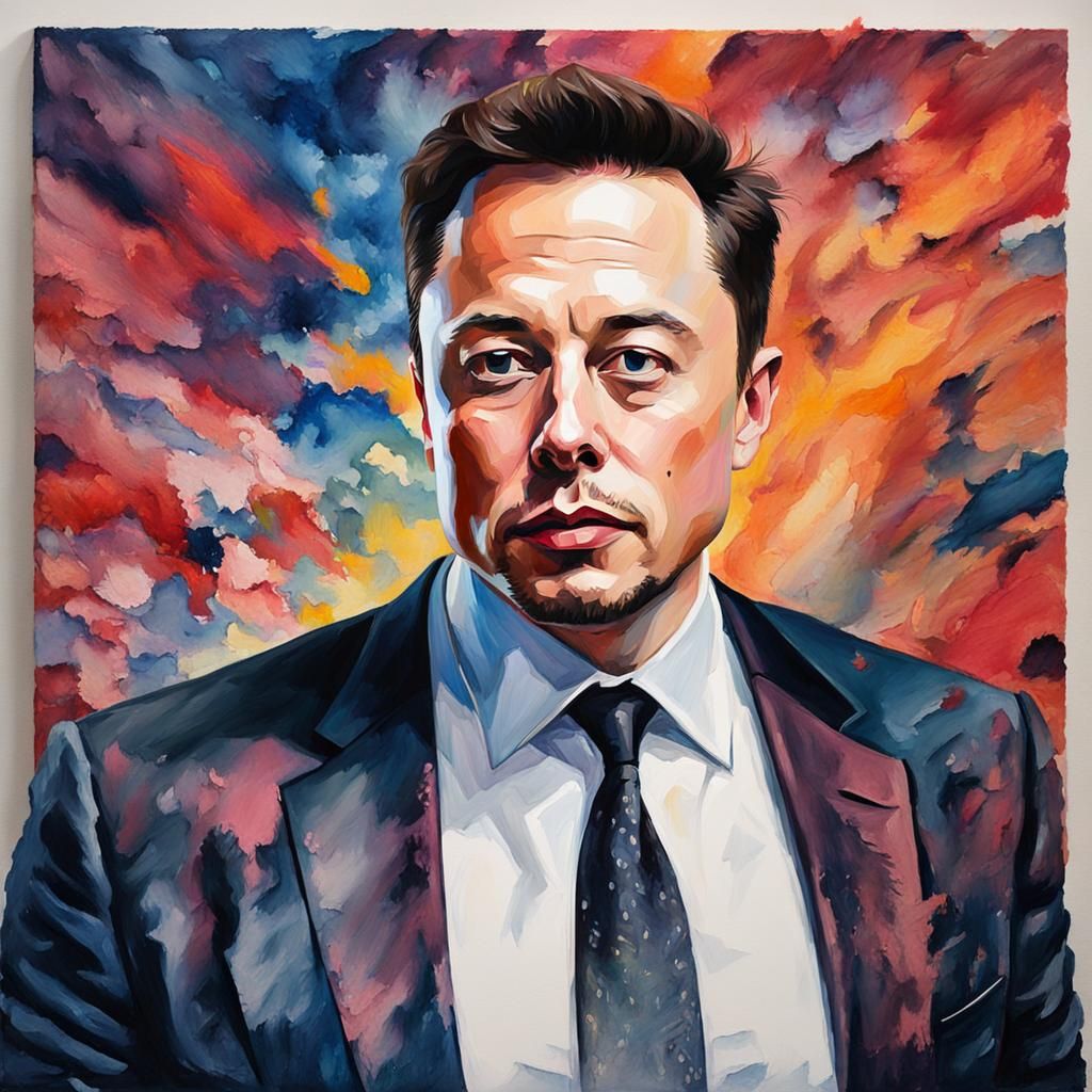 Elon Musk Self-Portrait as Gouache Impressionist Painting