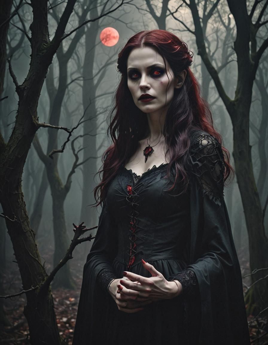 A scary  vampire woman.