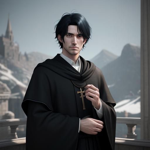 Young Columban of Iona in Anime Style