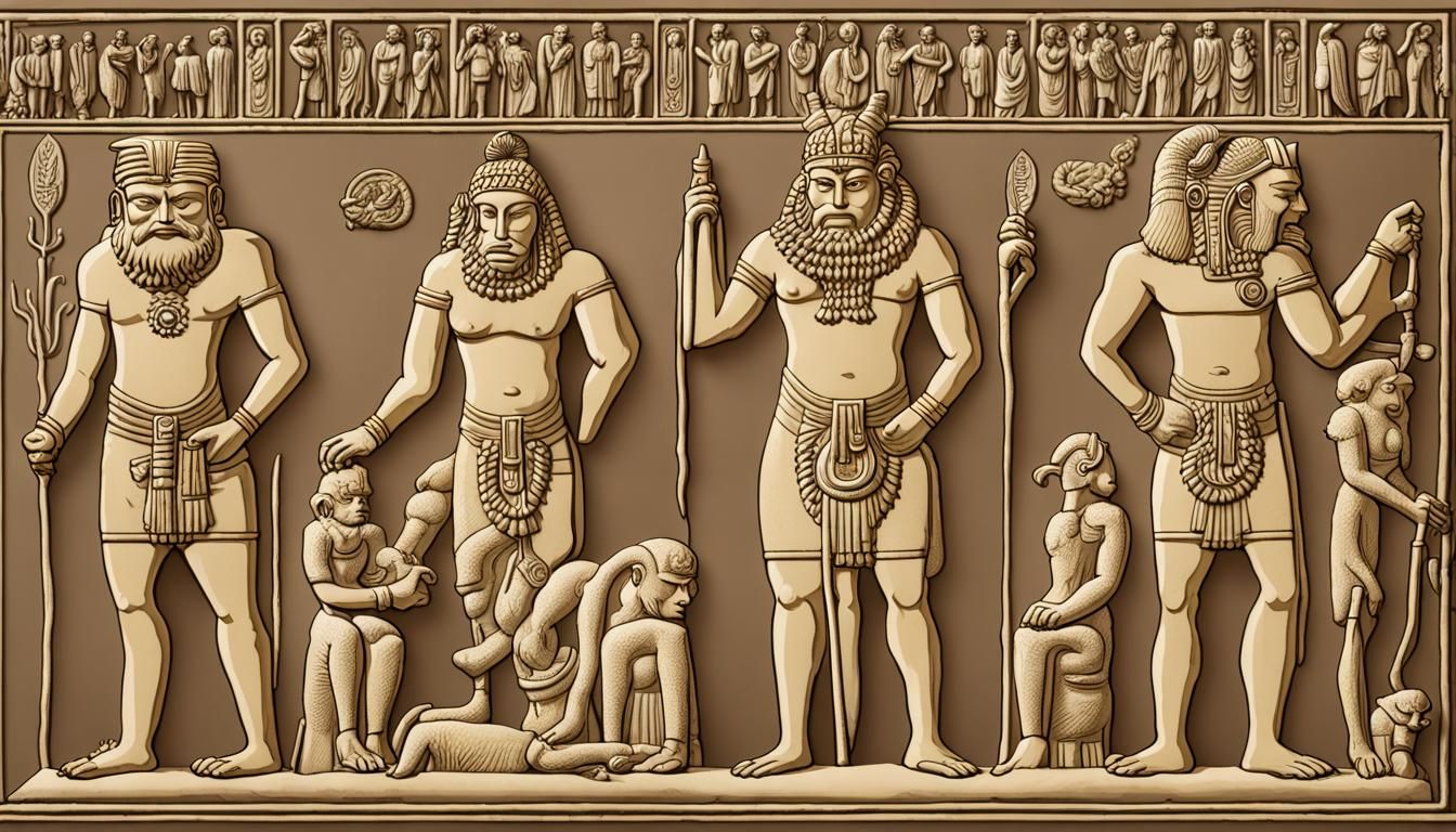 Epic Trio: Gilgamesh, Enkidu, and Humbaba