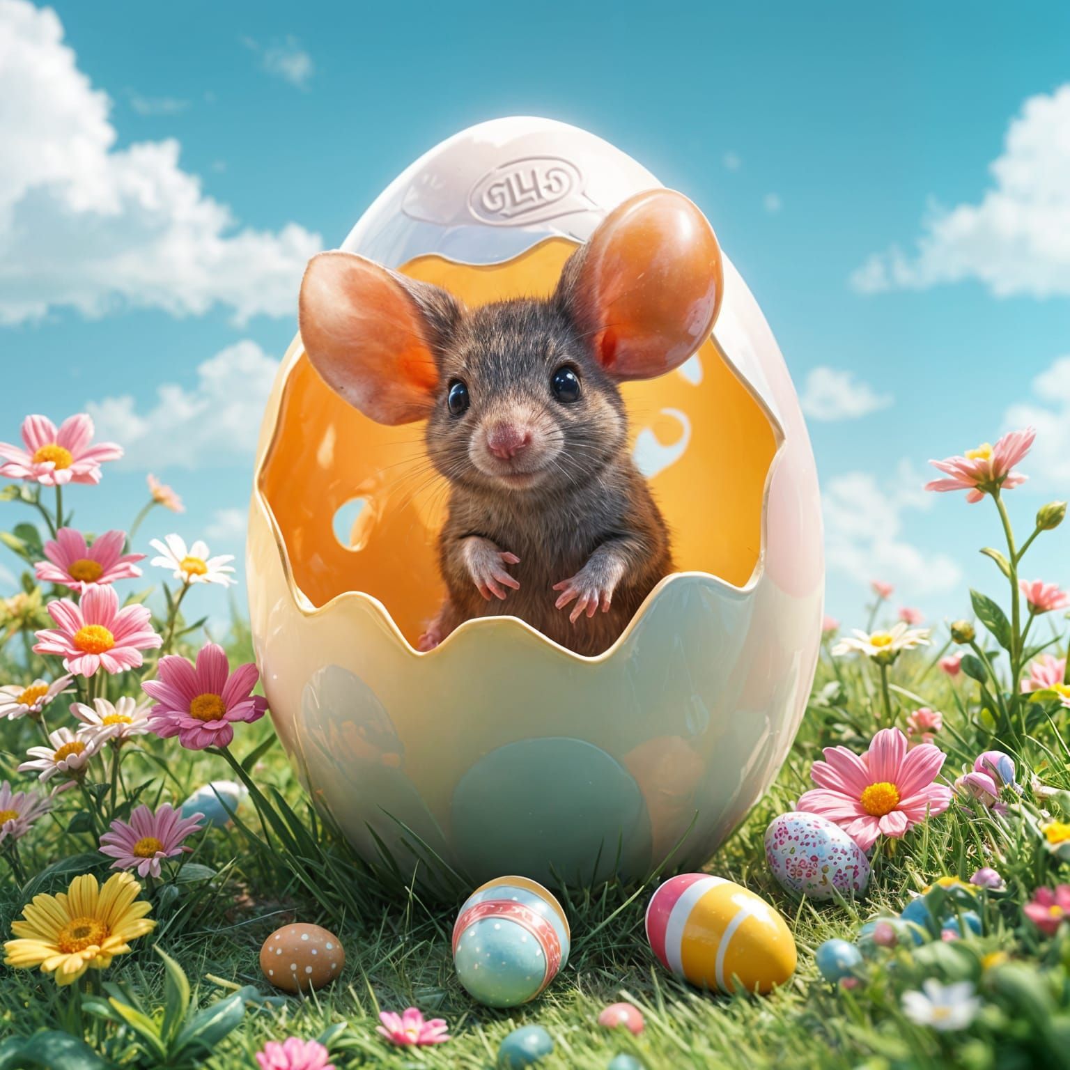 Whimsical Easter Egg Surprise in Hyperrealistic Detail