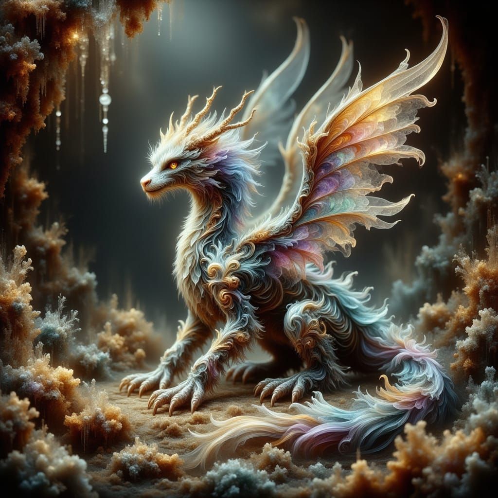 Ethereal Dragon Unveils Treasure Within Cave